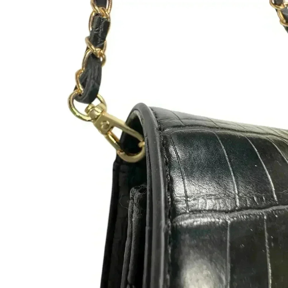 Badgley Mischka Black Crossbody Crocodile Bag / Clutch - Picture 9 of 15